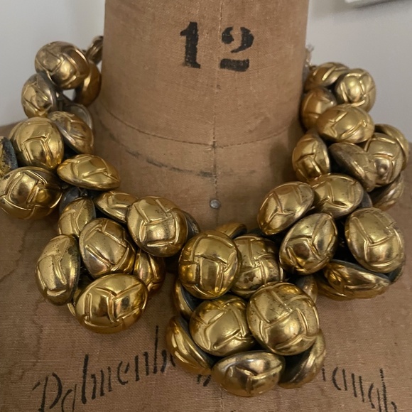 MONET VINTAGE STATEMENT PIECE NECKLACE GOD BUTTON CLUSTERS RARE - Picture 1 of 3
